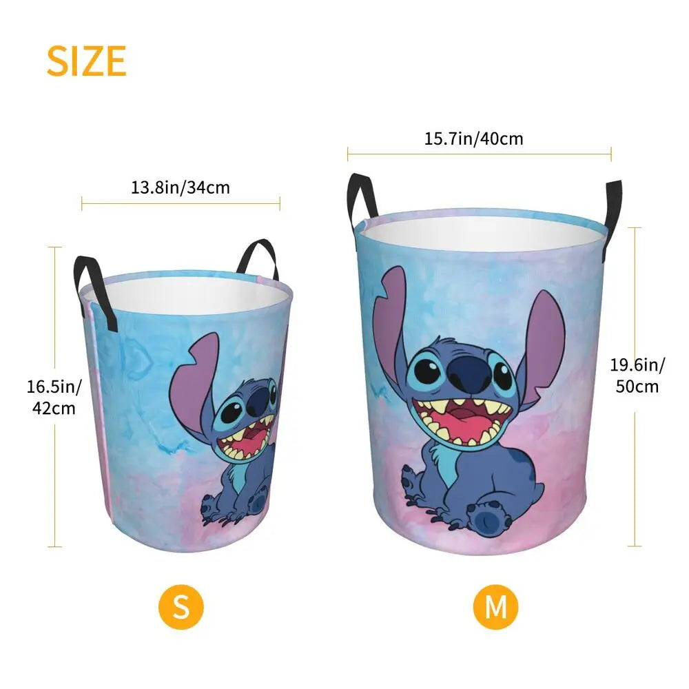 Customized SLilo And Stitch Cartoon Laundry Hamper Large Storage Basket Anime Kids Nursery Toy Organizer