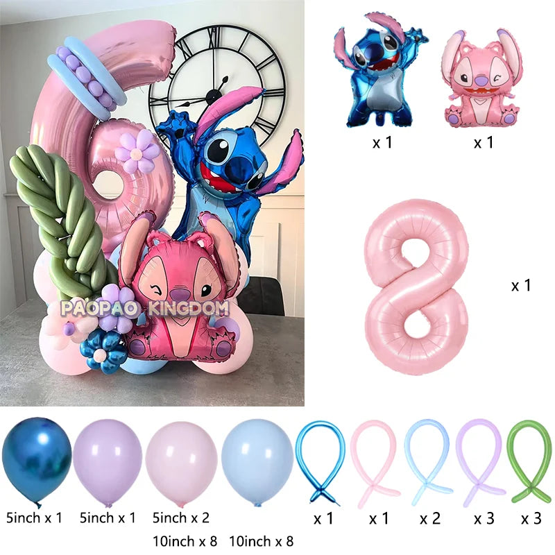 Lilo & Stitch Party Balloons Stitch Number Balloon Garland Arch Kit Baby Shower Birthday Party Decor Kids Toy Gift