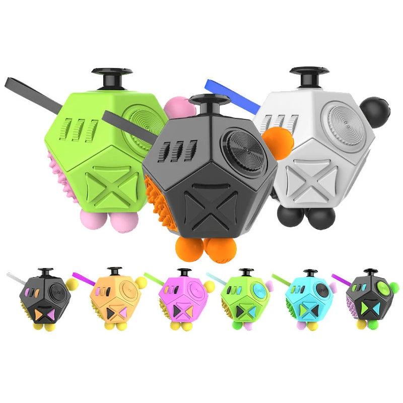 Fidget Cube EDC Anti Stress Relief Toys Anxiety Antistress Sensory Fidgeting Dice Toy For Kids Adults Autism ADHD Focus 12 Sides