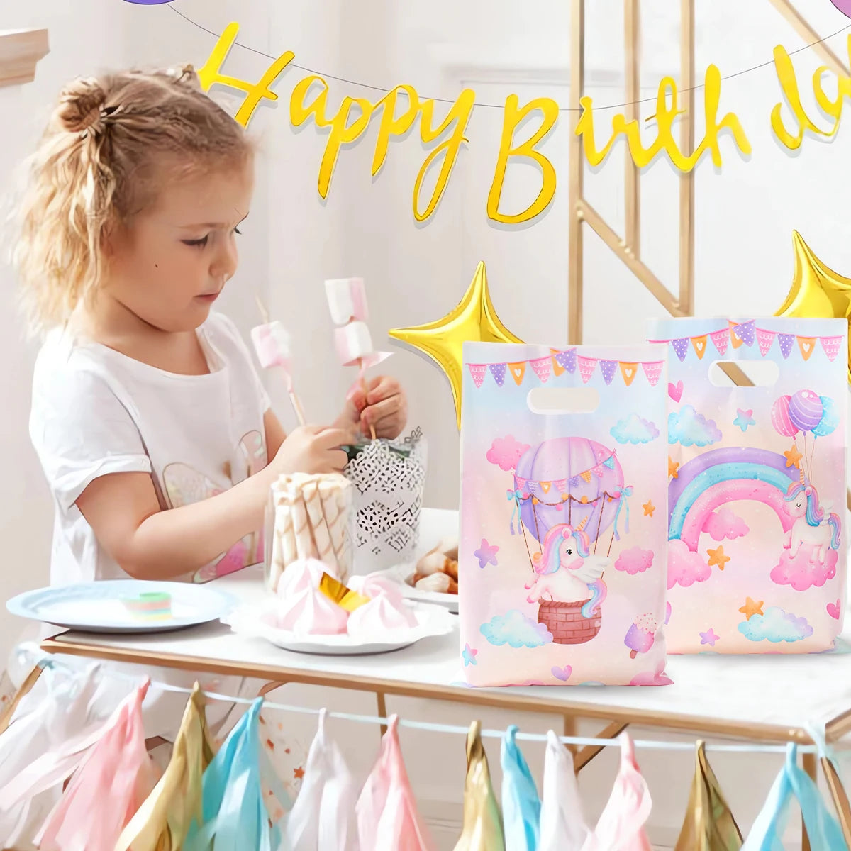 10/25/50pcs Handbag Candy Bags Unicorn Birthday Party Decor Kids Gift Packing Bag 1st Birthday Baby Shower Girl Party Supplies