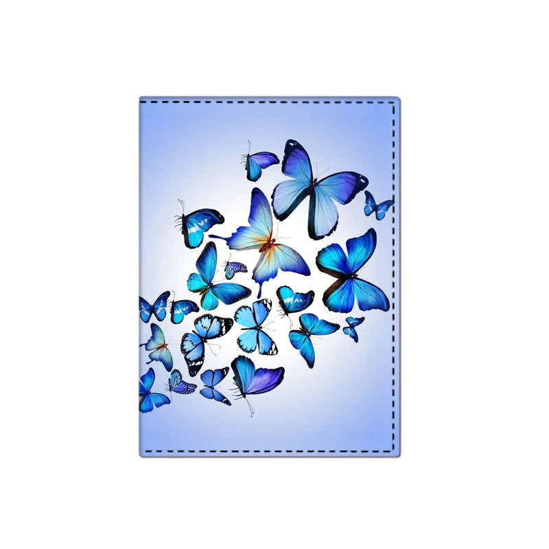 Beautiful Butterfly Passport Cover Girls Flower Travel Passport Holder PU Leather Women Credit Card Wallet Ticket Bag Passports