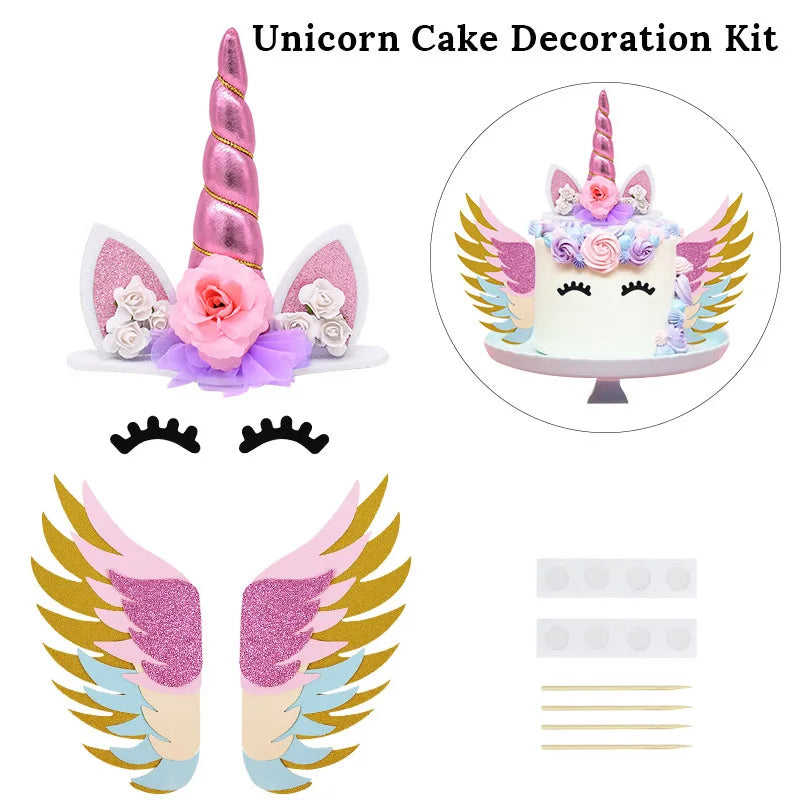 Rainbow Cake Toppers Baby Shower Girl 1st Birthday Party DIY Decoration Kid Cupcake Wrapper Wedding Unicorn Theme Party Supplies