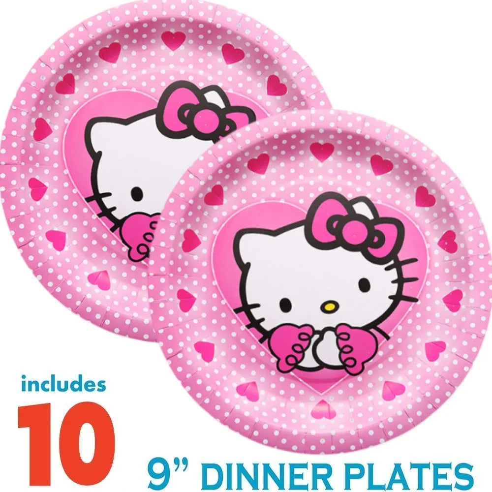 Hello Kitty Birthday Party Decoration Children's Theme Paper Cup Plate Napkin Balloon Baby Shower Kids Girls Party Gift Toys Set