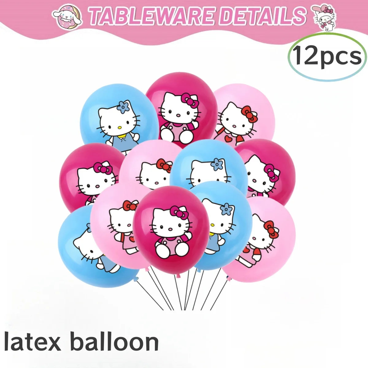 Hello Kitty Birthday Party Decorations Kawaii Cat Tableware Plate Tablecloth Baby Shower DIY stickers Girls Gifts Party Supplies
