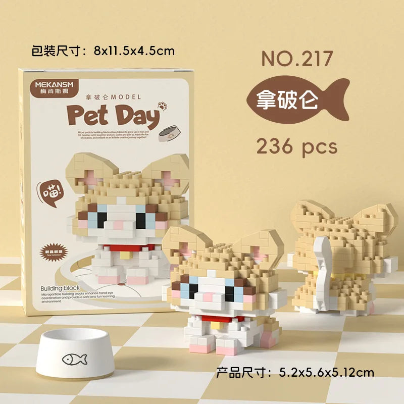 Cat Animal Brick Toy for Children Girls 8 To 10 Years Old Birthday Gifts Construction Block Set Mini Building Blocks Educational