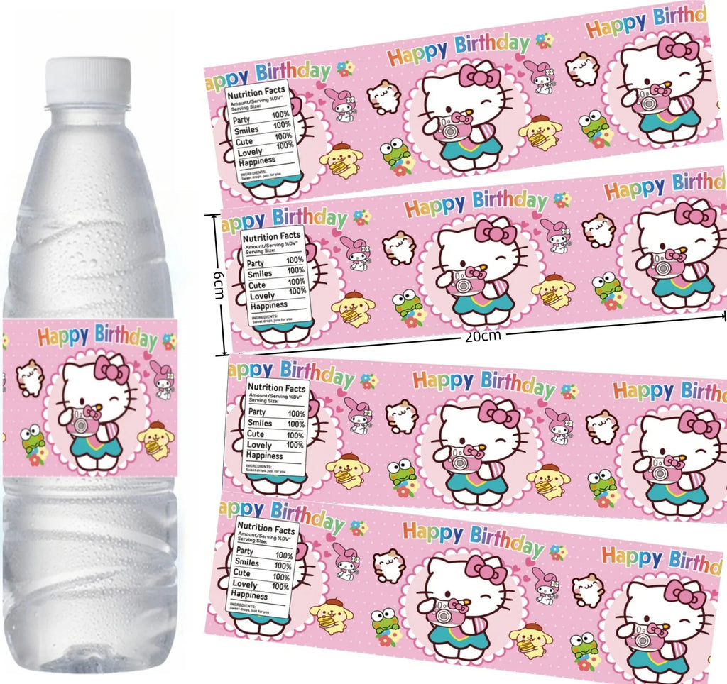 Hello Kitty Birthday Party Decorations Kawaii Cat Tableware Plate Tablecloth Baby Shower DIY stickers Girls Gifts Party Supplies