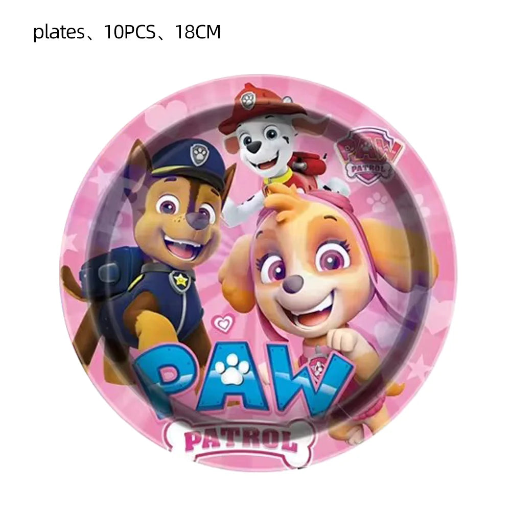 New Paw Patrol Birthday Decoration Dogs Skye Disposable Tableware Cup Plate Tablecloth Baby Shower Kids Girl Boy Party Supplies