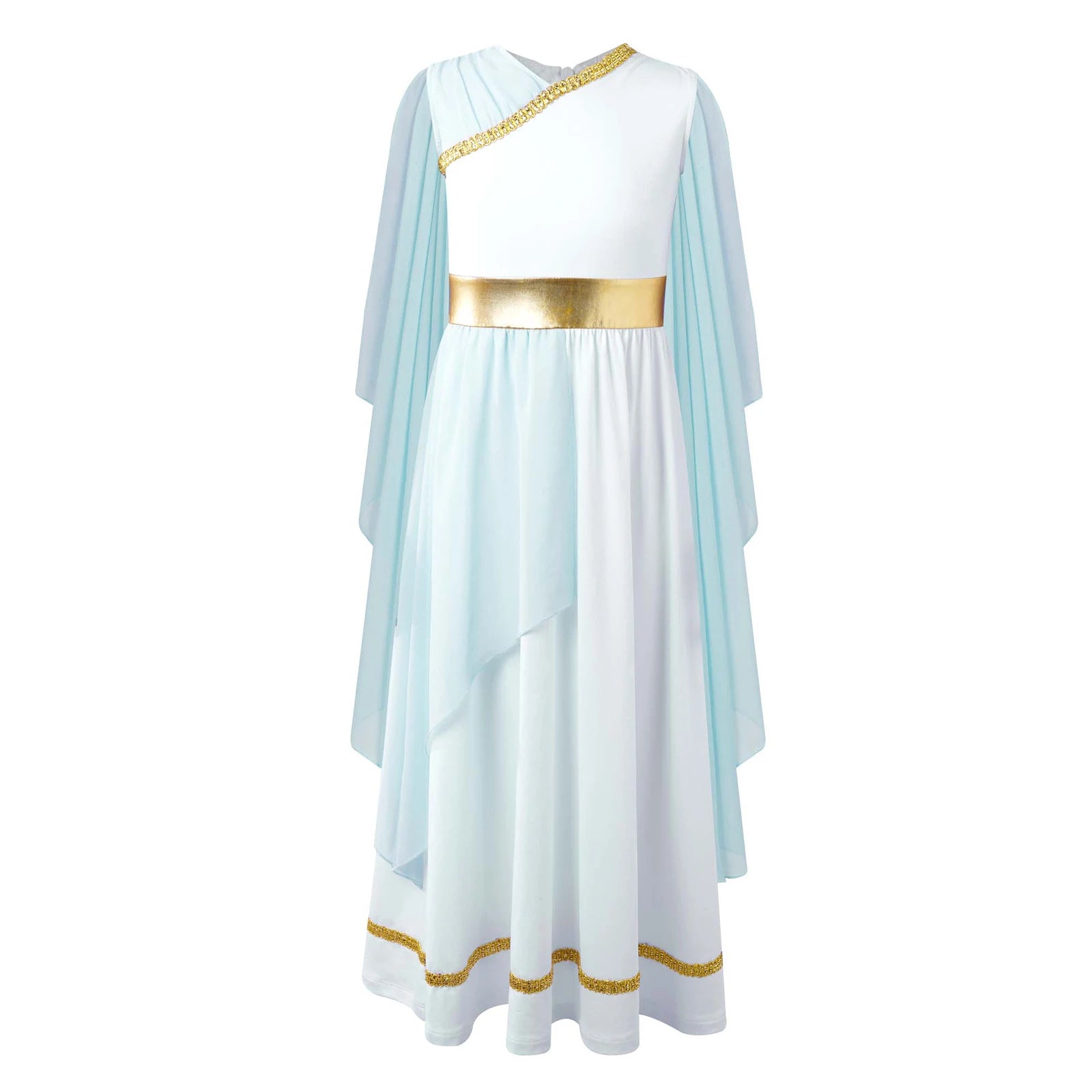Kids Girls Ancient Greek Princess Toga Goddesses Costume Party Grecian Sleeveless Gown Dress Shawls Patchwork Flowy Tulle Dress