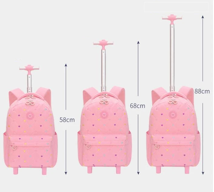 Rolling Backpack for Girls School Backpack with wheels Girls Travel Backpack Suitcases with Wheels Kids Backpack with Lunch Box