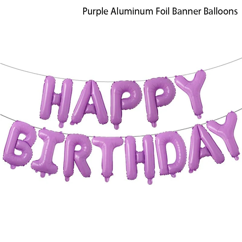 Purple Happy Birthday Banner Party Decorations Purple White Balloons Garlands Lavender Mermaid Birthday Themed Party Streamers