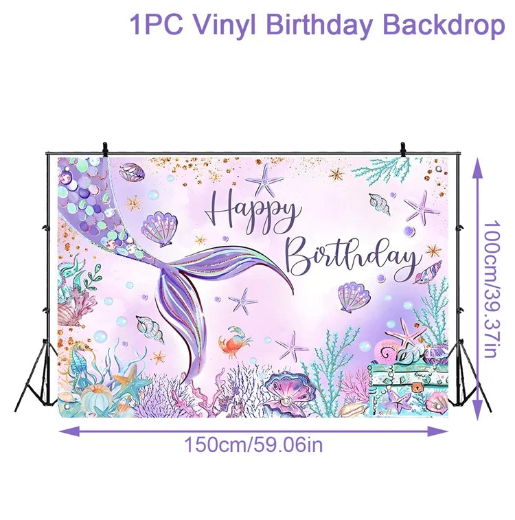Little Mermaid Party Decor 1st One Birthday Party Kids Girl Mermaid Party Gifts Mermaid Brithday Party Supplies Baby Shower