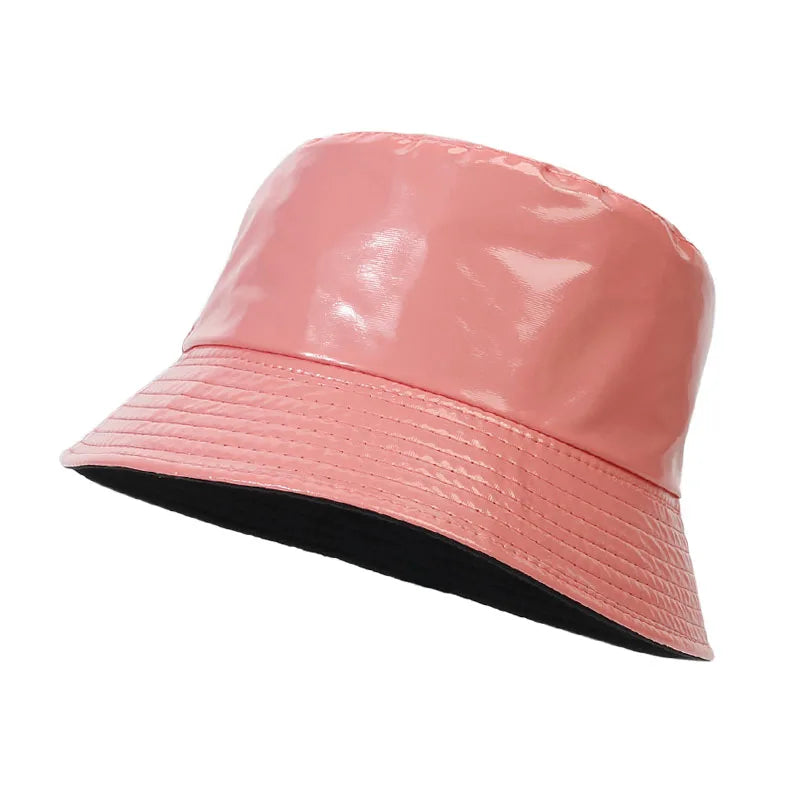 2023 Fashion Bucket Hat Women Girls Leather Solid Panama Caps Men Hiking Hat Fishing Cap Foldable Hip-Hop Street Waterproof Hat