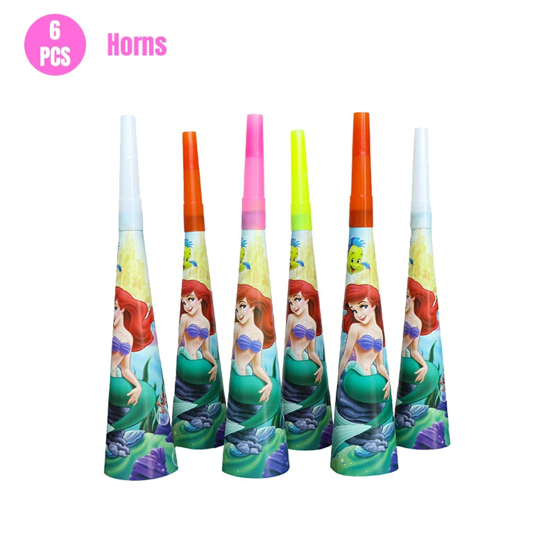 Mermaid Ariel Princess Birthday Party Decorations Disposable Tableware Plate Straw Cup Balloons Baby Shower Party Supplies