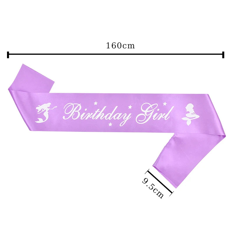 156*9.5cm Mermaid Birthday Girl Shoulder Strap Mermaid Party Crown Under The Sea Party Sea Animal Party Decor Girls Favor