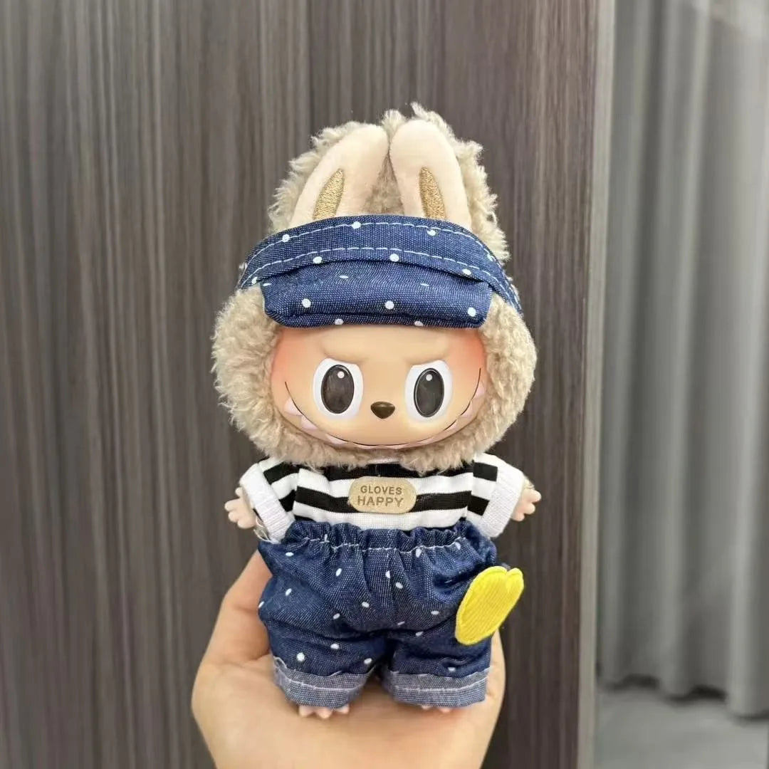 For Labubu Sitting Party Series  Classic Dress Grid Style Small Fragrance For Labubu v1 v2 Kid Gift Labubu Clothes Design style