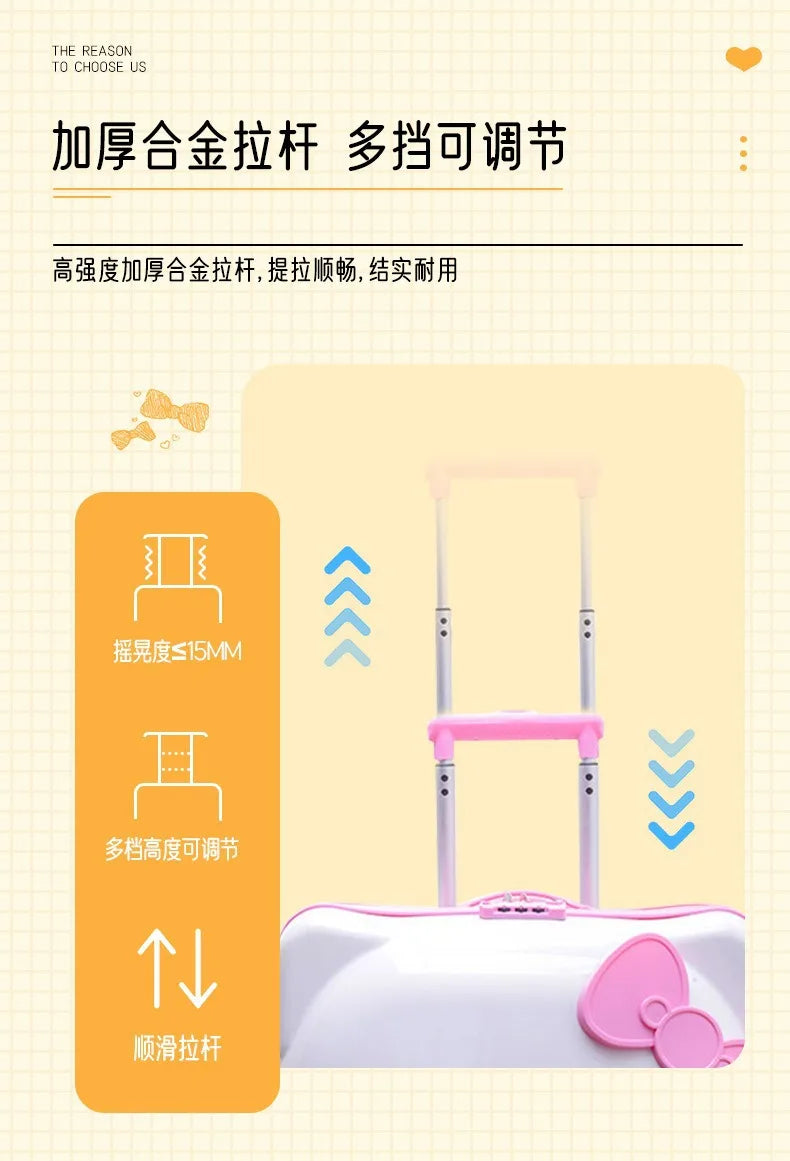 New Hello Kitty 14/20 Inch Cartoon Travel With Lock Trolley Box Cute Suitcase Makeup Case Large-capacity Storage Box Girls Gifts