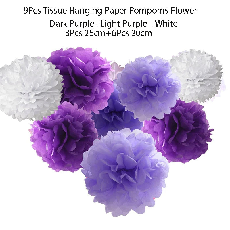 Purple Happy Birthday Banner Party Decorations Purple White Balloons Garlands Lavender Mermaid Birthday Themed Party Streamers