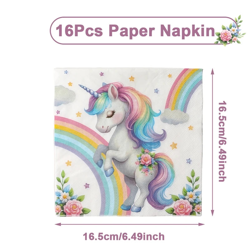 Rainbow Unicorn Disposable Tableware Happy 1st Birthday Party Decorations Kids Unicorn Theme Wedding Baby Shower Girls Supplies