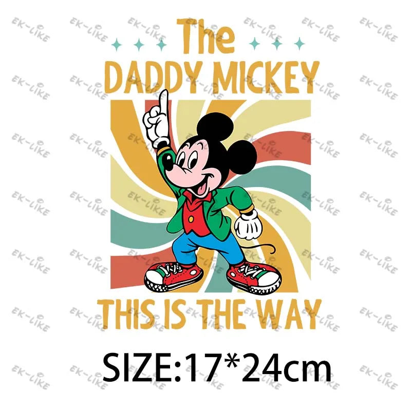 Dad Squad King Lion Toy Story Mickey Stitch Happy Father's Day Iron on Picture on Clothes Strong viscosity Diy Craft
