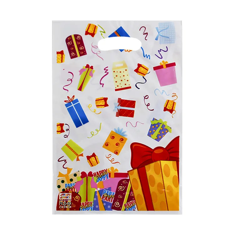20pcs Printed Gift Bags Polka Dots Plastic Candy Bag Child Party Loot Bags Boy Girl Kids Birthday Party Favors Supplies Decor