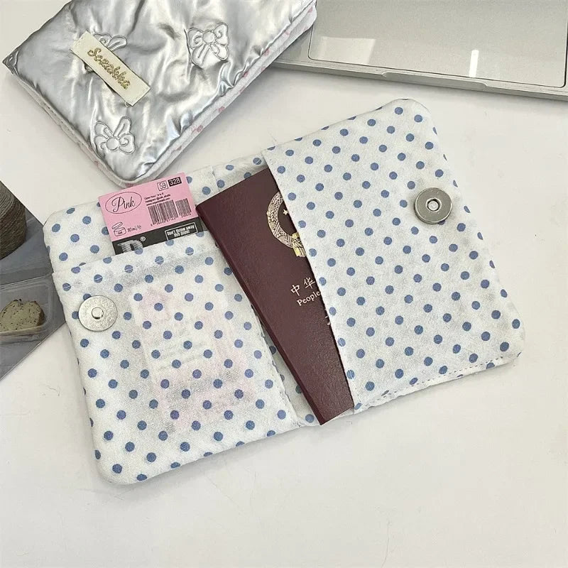 Bow Knot Women Girl Korean Ins Certificates Passport Wallet Travel Multi Functional Document Card Passport Cover Storage Bags