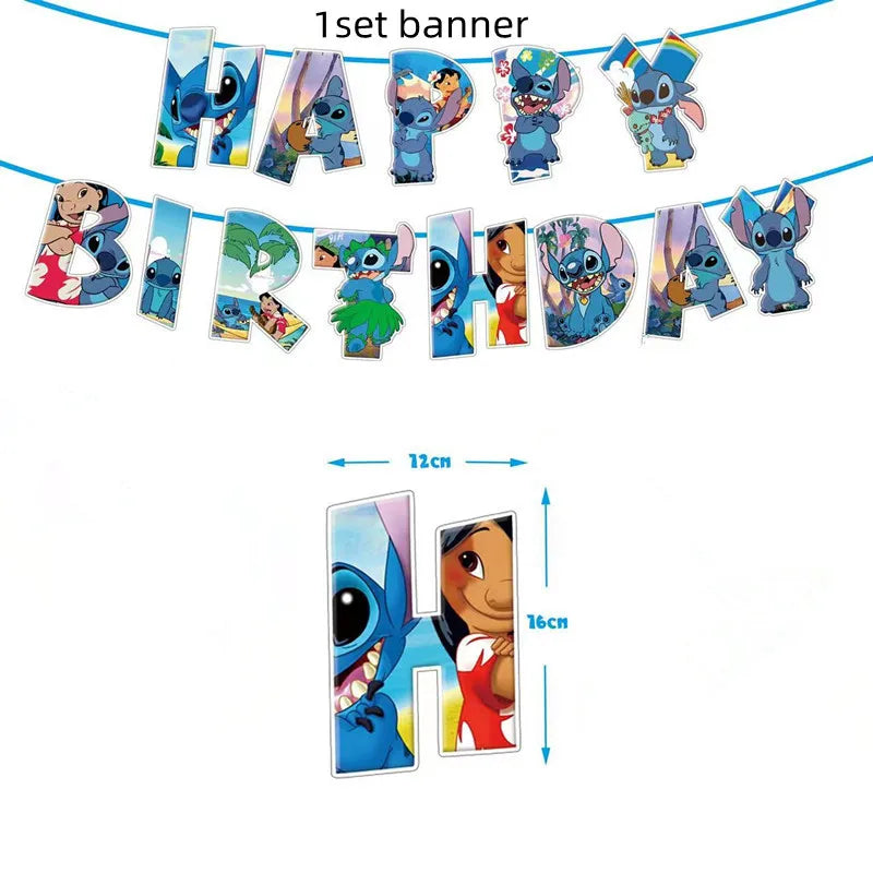Lilo Stitch Party Supplies Paper Cup Plate Balloon Tablecloth Cake Toppers For Kid Boy Birthday Party Decoration Baby Shower
