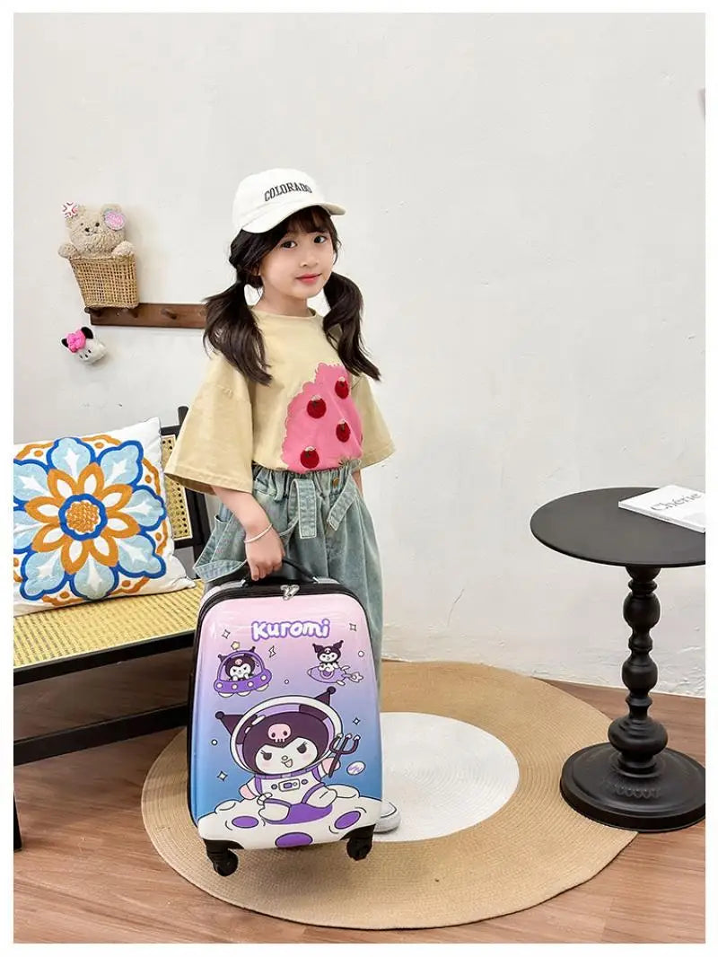 New 18-Inch Suitcase Kawaii Kuromi Kids Trolley Case Student Cartoon Luggage Girls Travel Portable Boarding Case Kids Toys Gift