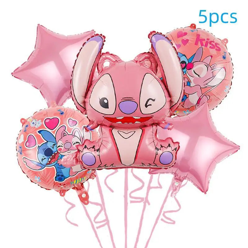New Lilo&Stitch Birthday Party Supplies Baby Shower Girl's Favorite Digital Cartoon Balloon Set Backdrop Holiday DIY Decoration