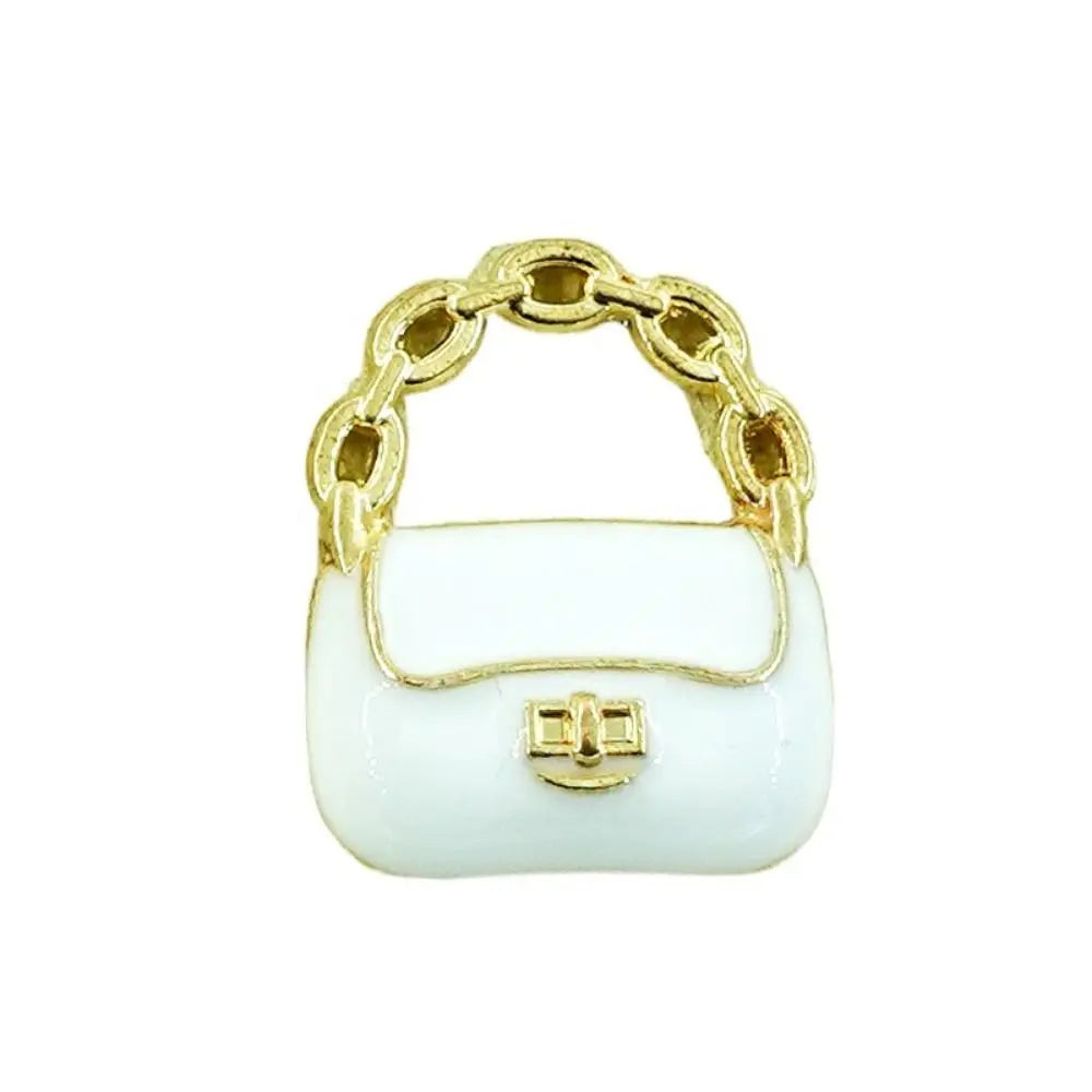 DIY Toy Dollhouse Miniature Metal Handbag Black/White Cute Doll Miniature Bag Decoration Fashion Dollhouse Mini Metal Chain Bag