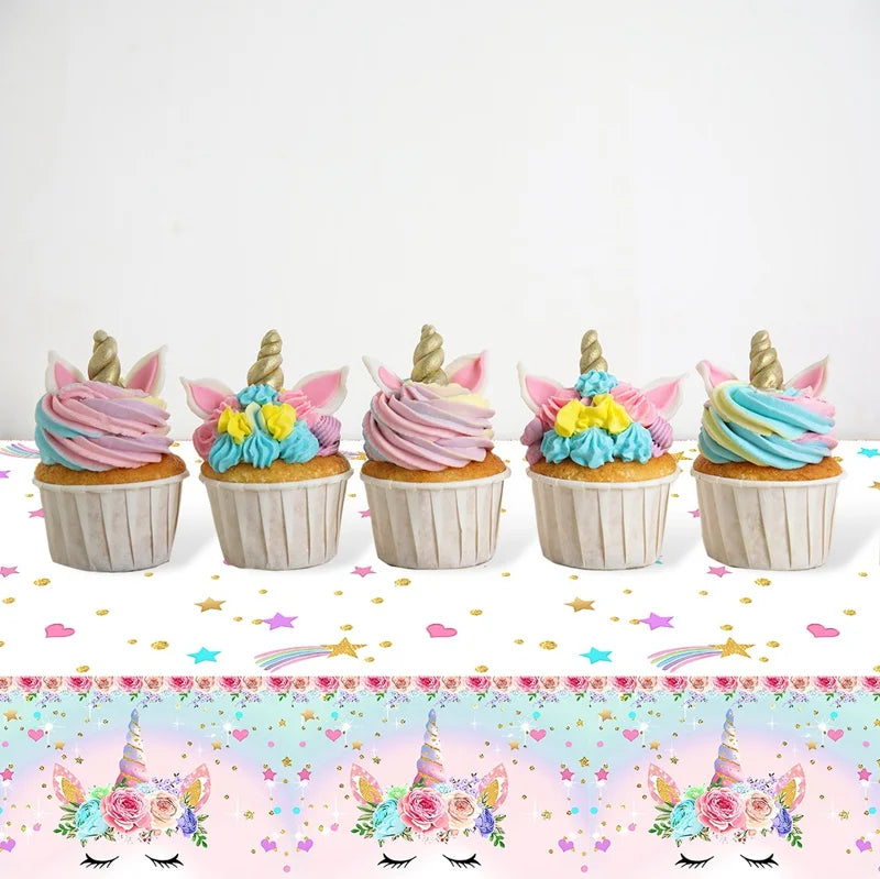 Unicorn Party Disposable Tablecloth Unicorn Birthday Party Decoration Girl Disposable Tableware Tablecloth Girls Baby Shower