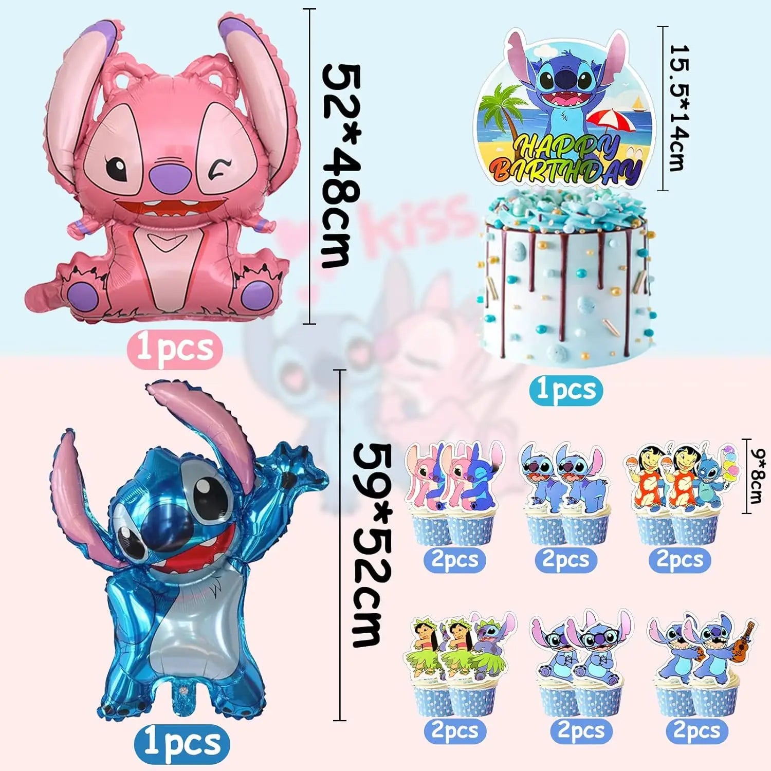 Lilo & Stitch Cartoon Anime Theme Birthday Scene Decoration Supplies Party Decorations,Banners,Balloons,Flag Pulling Party Set