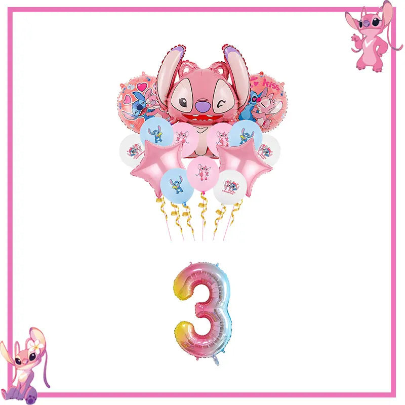 Pink Lilo Stitch Birthday Party Decoration Stitch And Angel Birthday Party Decorations Tableware Plates Balloons Girls Toy Gifts