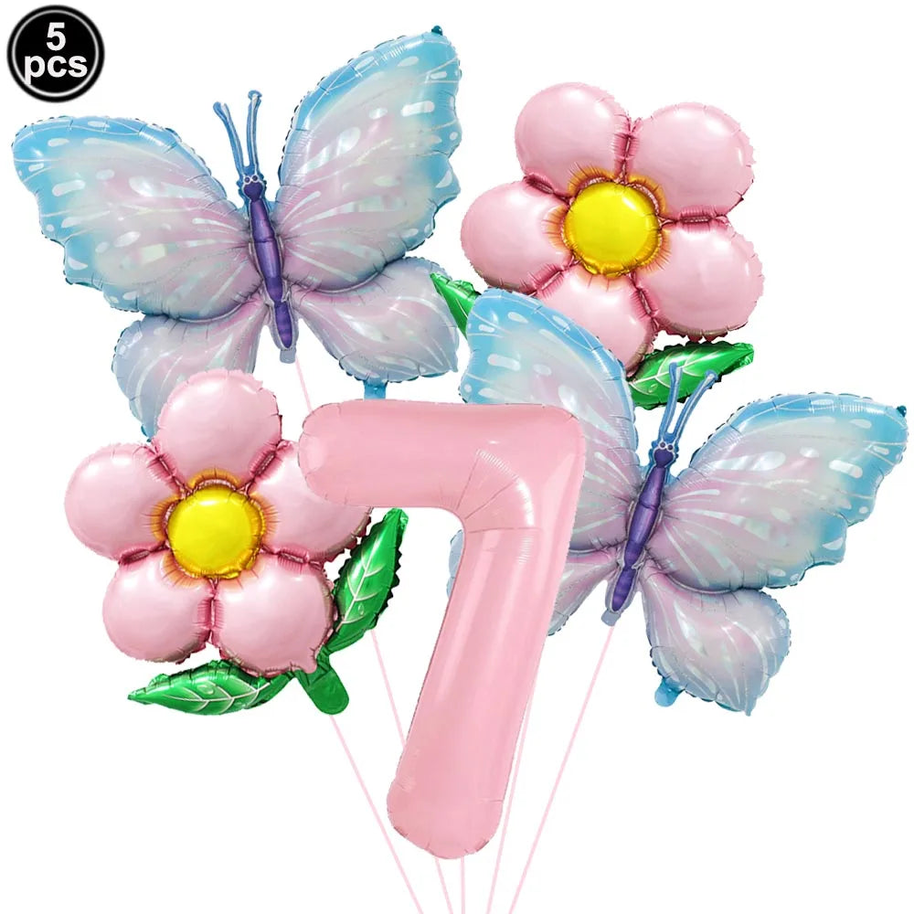 5pcs Colorful Butterfly Foil Balloons Butterfly Balloons Butterfly Themed Balloon Girl Party Birthday Wedding Baby Shower Decors