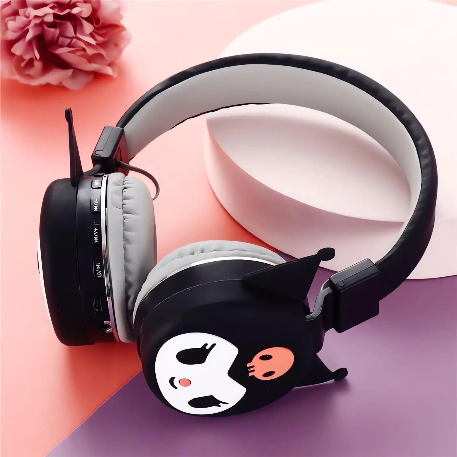Sanrio Bluetooth Headphone Hello Kitty Wireless Headsets Cartoon Mic Foldable Lightweight Earphone for Phones Laptop Gift Pink
