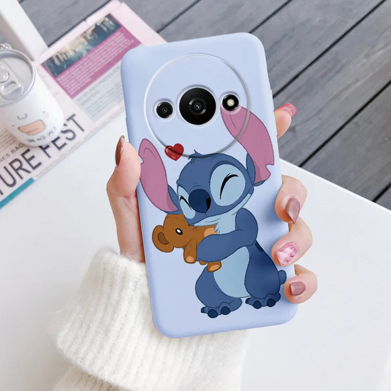 For Redmi A3 Phone Case Soft Silicone Shockproof Super cute Stitch Love?Cover For Xiaomi Redmi A3 Shell RedmiA3 A 3 Bumper Shell