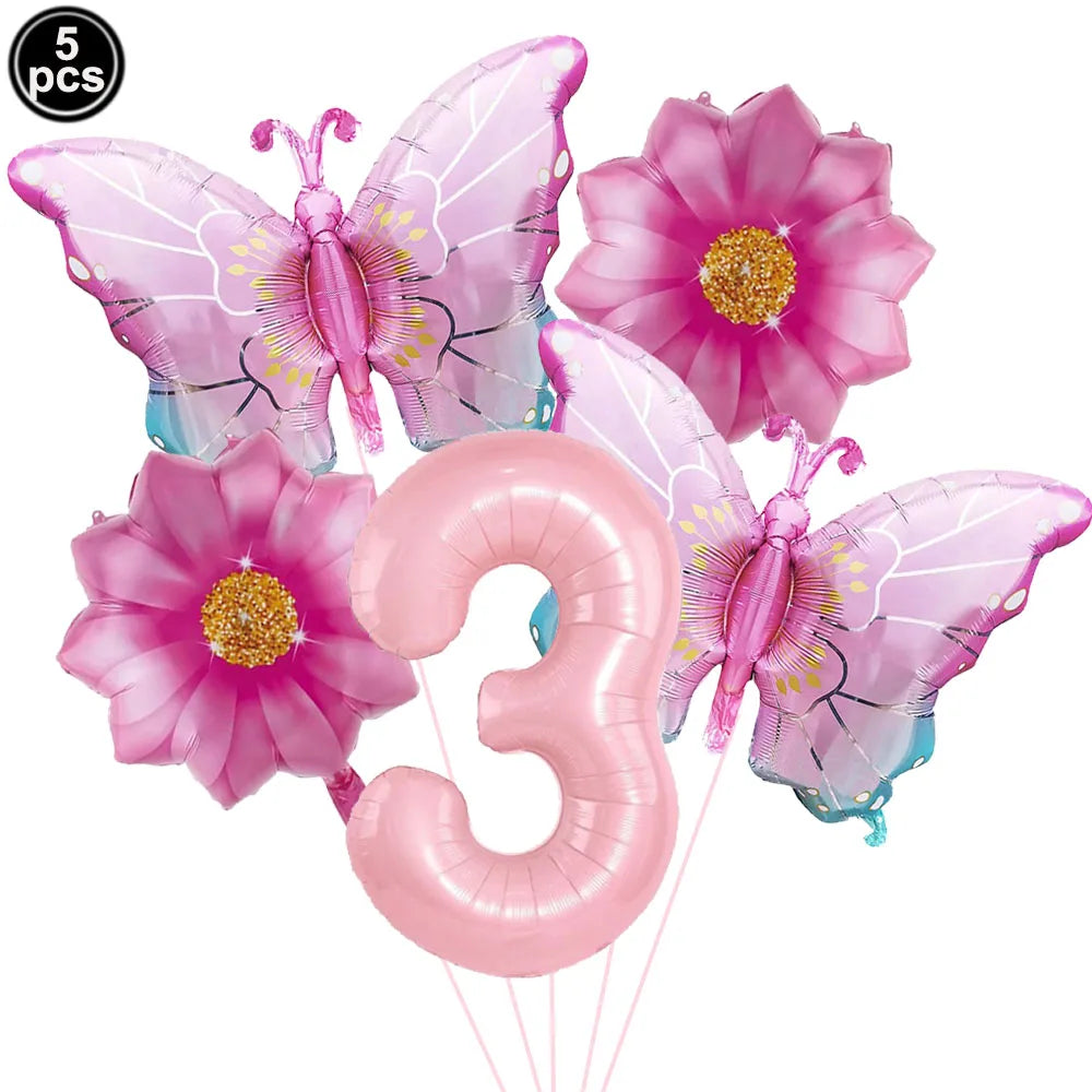 5pcs Colorful Butterfly Foil Balloons Butterfly Balloons Butterfly Themed Balloon Girl Party Birthday Wedding Baby Shower Decors