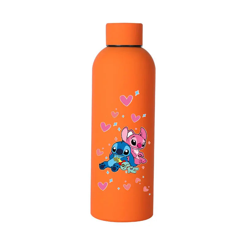 Lilo&Stitch Insulated Cup Sports Small Mouth Bottle Angel Colour Double-layer Vacuum Stainless Steel Cola Coffee Frosted Bottle