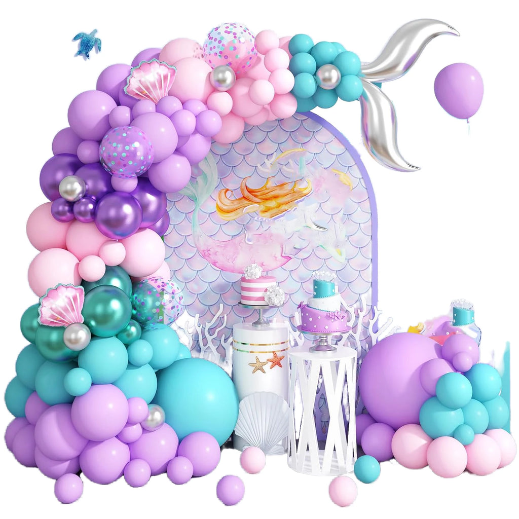 Mermaid birthday decoration Mermaid balloon set, pink and purple girl balloon mermaid birthday party decoration