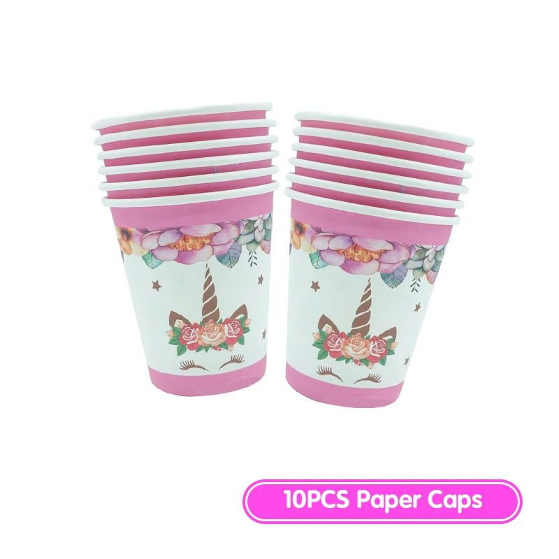 Unicorn Birthday Decoration Face Mask Gift Bags Tablecloth Unicorn Happy Birthday Balloons Candy Box Kids Birthday Party Favors