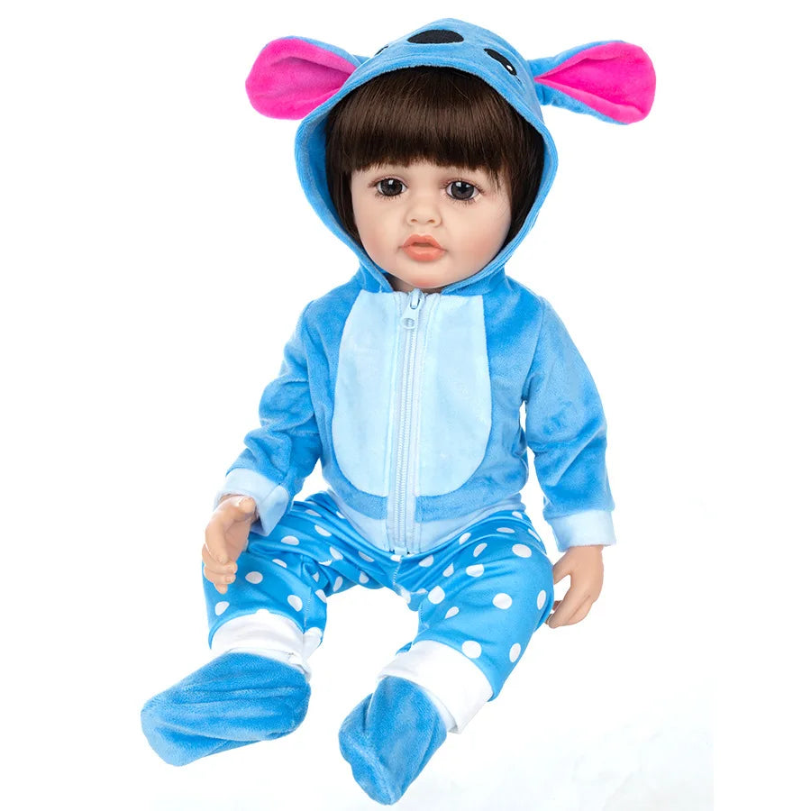 New Stitch 18/22inch Dolls Clothes Conjoined Pajamas with Hat Doll Baby Reborn Hoodies Rompers Kids Birthday Festival Gifts Toys