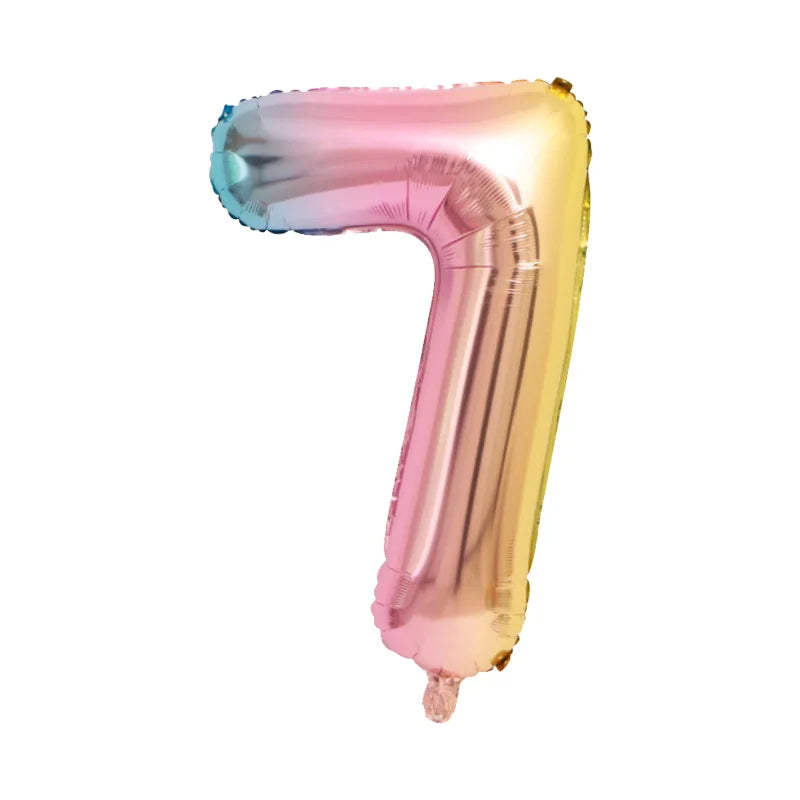 Unicorn Balloon 32inch Number Foil Balloon Set Birthday Party Decor Kids Unicorn Disposable Tableware Baby Shower Party Supplies