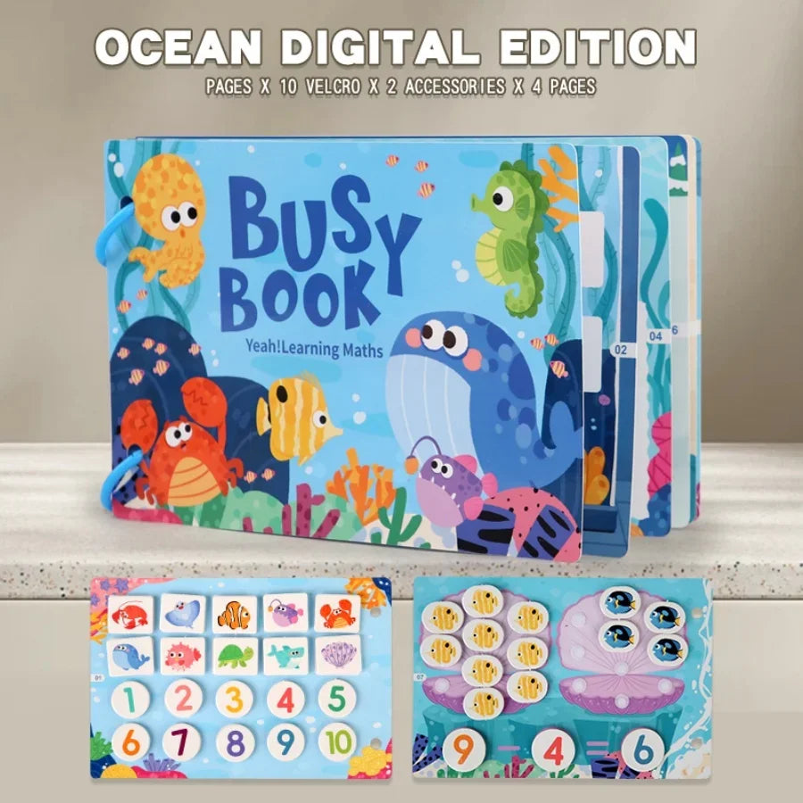 Busy Book for Kids, Animals Vehicles Dinosaurs Stickers, Matching Number & Letter Games, Interactive Learning Activity Book