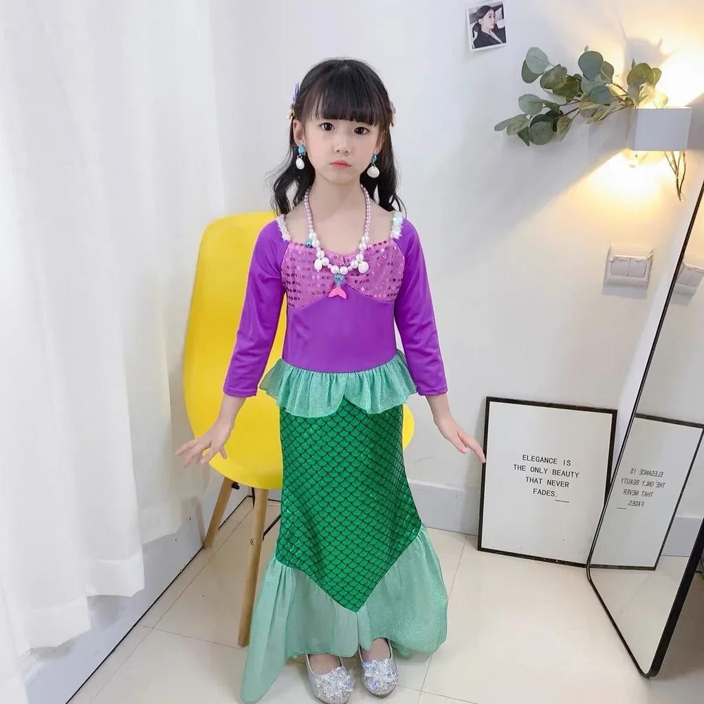 Fancy Little Mermaid Ariel Princess Costumes  Dress For  Cosplay  Carnival Birthday Party Clothes Mermaid Dress