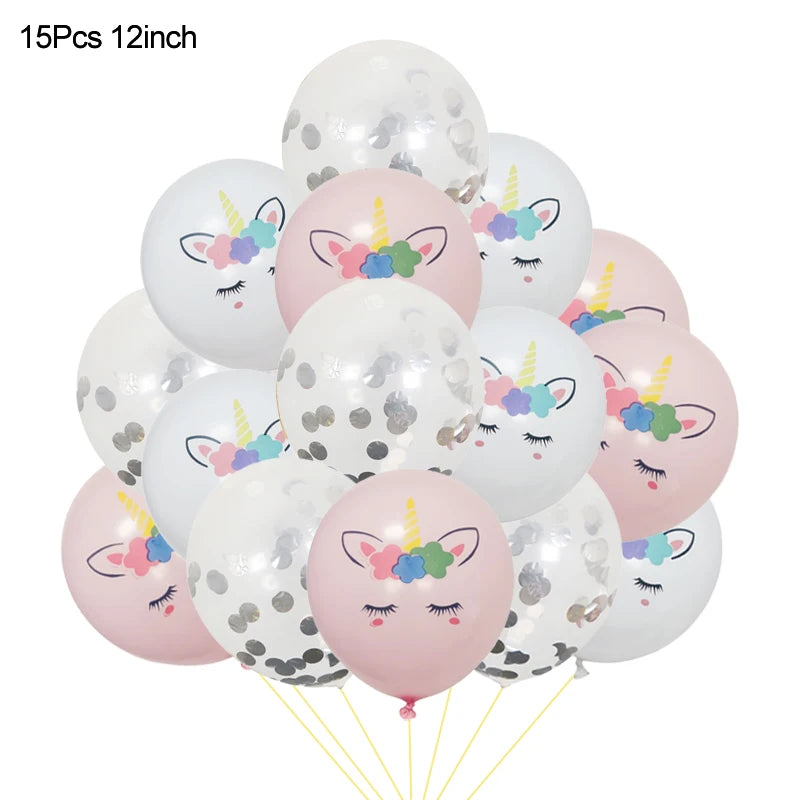 Unicorn Balloon 32inch Number Foil Balloon Set Birthday Party Decor Kids Unicorn Disposable Tableware Baby Shower Party Supplies