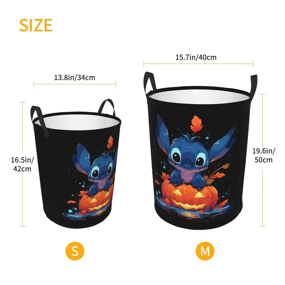 Customized SLilo And Stitch Cartoon Laundry Hamper Large Storage Basket Anime Kids Nursery Toy Organizer