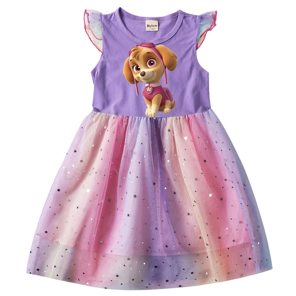 Children's Princess Dresses Girl Birthday Clothing Girls Cartoon PAW PATROL Dress Summer Cute Casual Kids Clothing Top Tee