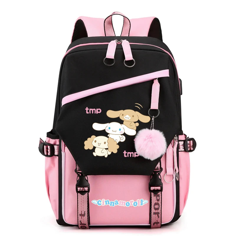 Sanrio Kuromi Cinnamoroll Backpack Teenager Student Rucksack Girl Boy Kids Anime Knapsack Women Cute Cartoon Bag Travel Mochilas