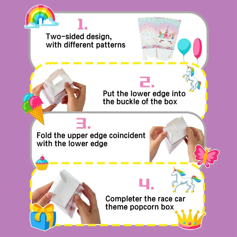 Rainbow Unicorn Handbag Candy Bag Happy 1st Birthday Party Decorations Kids Favors Gift Unicorn Box Baby Shower Girls Supplies