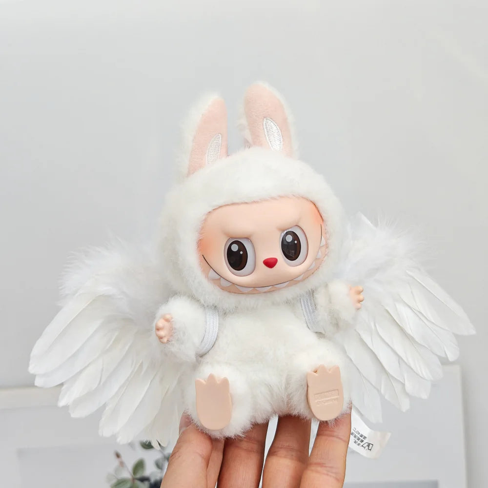 Doll Clothes Outfit Accessories for 15-17cm Labubu Black White Angel Feather Wings DIY Mini Dolls Clothing Girl Gift