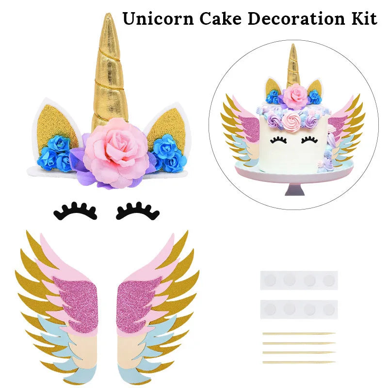 Rainbow Cake Toppers Baby Shower Girl 1st Birthday Party DIY Decoration Kid Cupcake Wrapper Wedding Unicorn Theme Party Supplies